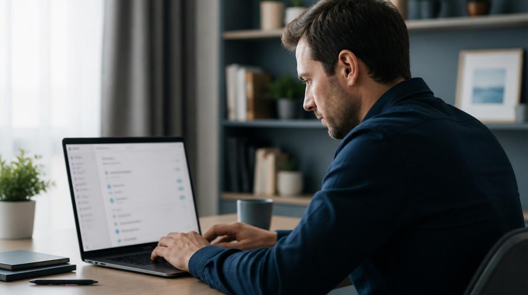 Person reviewing a list on a laptop, discovering unexpected memory entries